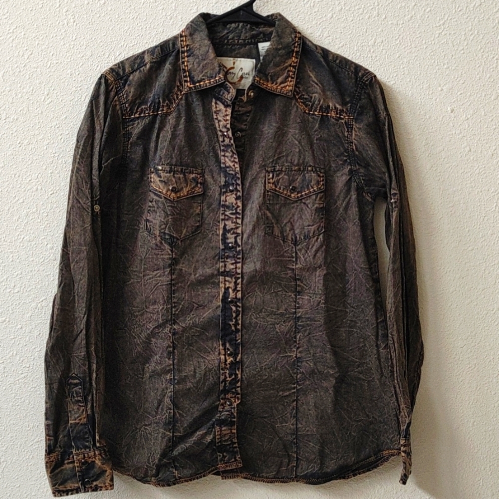 Sherry Cervi womens medium western button down rodeo long sleeve shirt